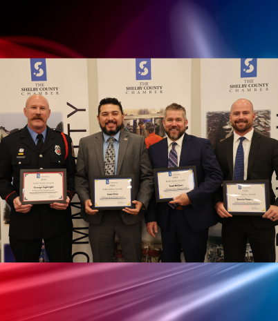 Pelham police and fire honorees at the Shelby Chamber Public Safety Awards.
